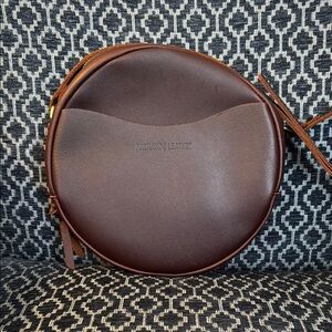 Brown Round Leather Handbag